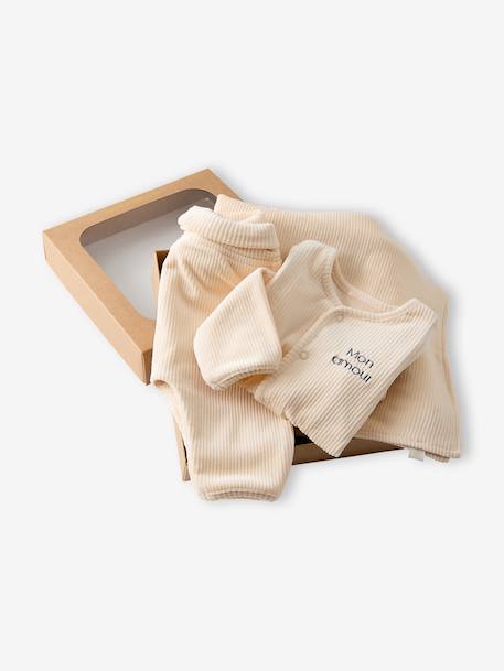 Velour Cardigan & Trouser Set for Newborns vanilla 