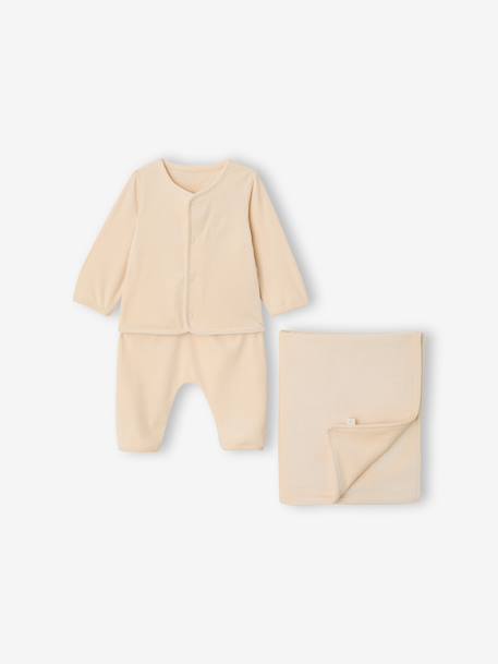 Velour Cardigan & Trouser Set for Newborns vanilla 