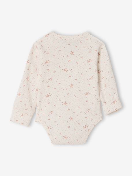 Pack of 3 long-sleeved newborn bodysuits dusky pink 