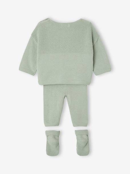 3-Piece Knitted Set for Baby Boys sage green 