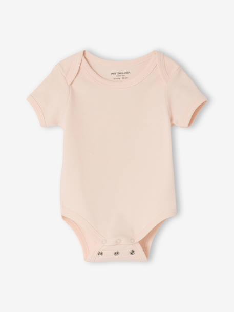 Pack of 3 short-sleeved baby bodysuits pale pink 