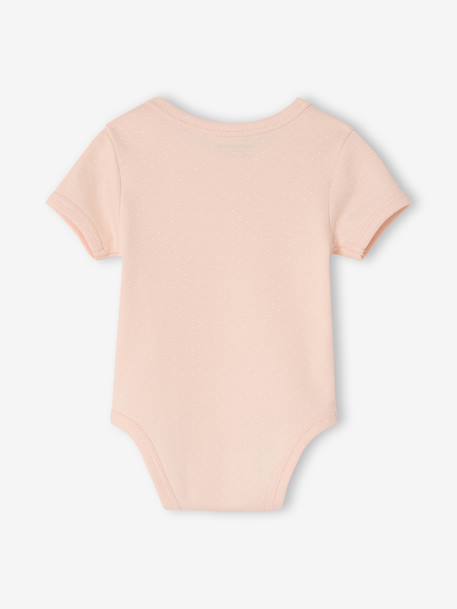 Pack of 3 short-sleeved baby bodysuits pale pink 
