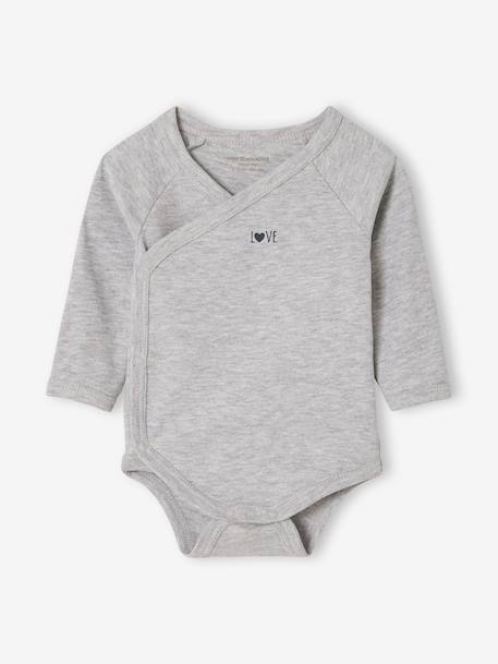 Pack of 2 long-sleeved baby bodysuits ecru 