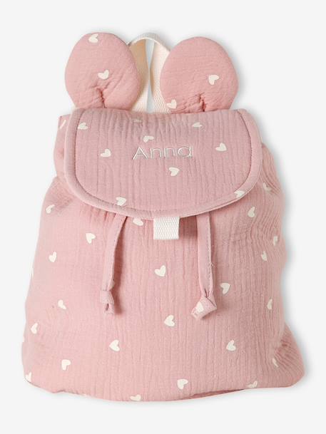 Pre-School Backpack in Cotton Gauze, Fun Ears multicoloured+night blue+rose+rosy+sage green+vanilla 
