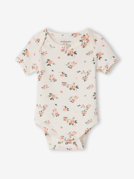 Pack of 3 short-sleeved baby bodysuits pale pink 