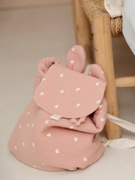 Pre-School Backpack in Cotton Gauze, Fun Ears multicoloured+night blue+rose+rosy+sage green+vanilla 