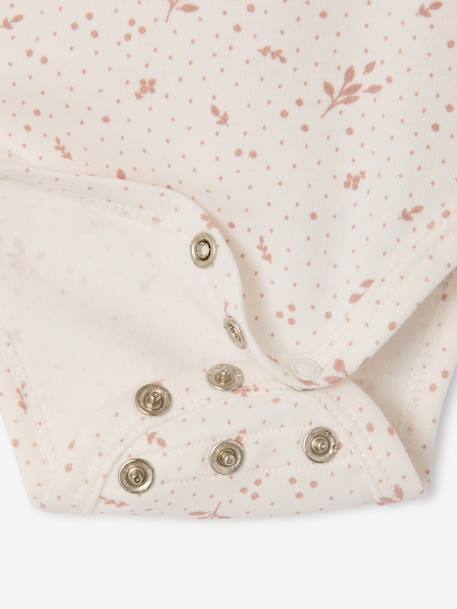 Pack of 3 long-sleeved newborn bodysuits dusky pink 