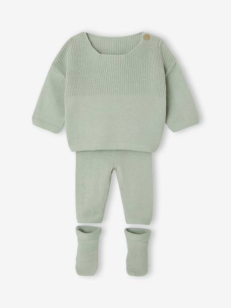 3-Piece Knitted Set for Baby Boys sage green 