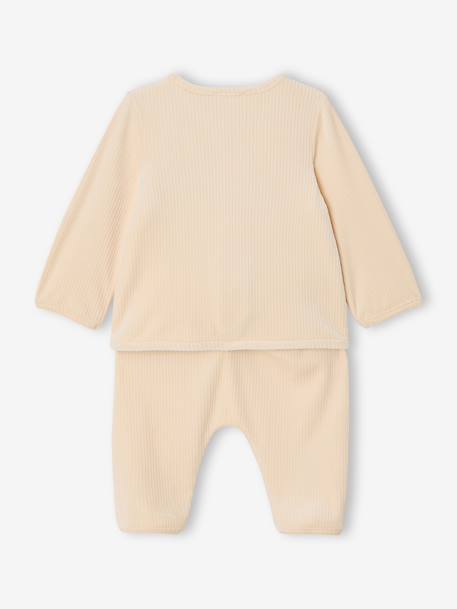 Velour Cardigan & Trouser Set for Newborns vanilla 