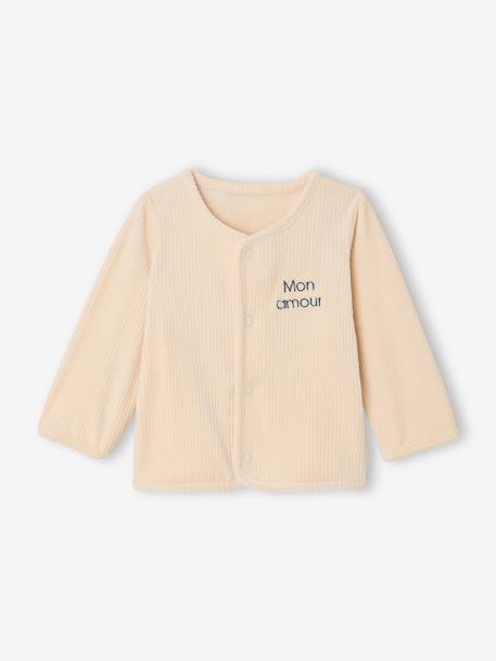 Velour Cardigan & Trouser Set for Newborns vanilla 