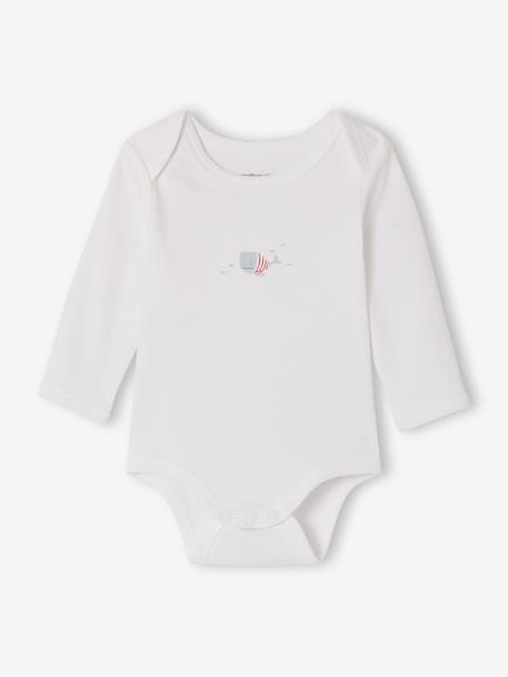 Pack of 5 long-sleeved whale bodysuits blue 