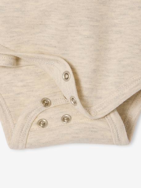 Pack of 3 long-sleeved newborn bodysuits ecru 