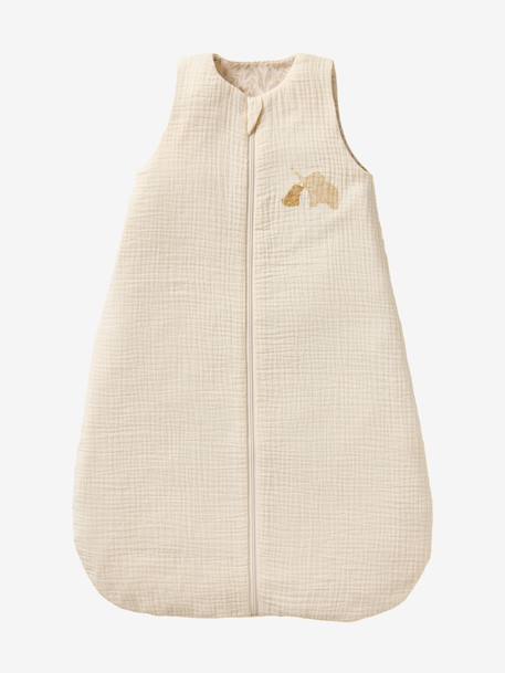 Sleeping Bag with Central Opening in Cotton Muslin for Babies, BABYLON ecru 
