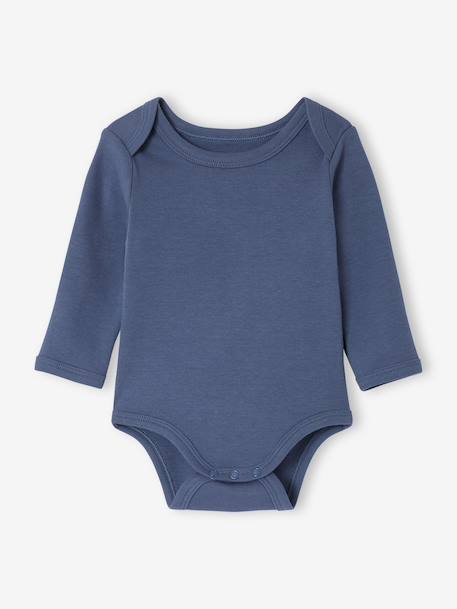 Pack of 5 long-sleeved whale bodysuits blue 