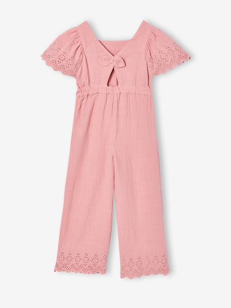 Embroidered Cotton Gauze Jumpsuit blush+sage green 