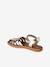 Leather Sandals with Hook-&-Loop Straps for Children ecru+gold 