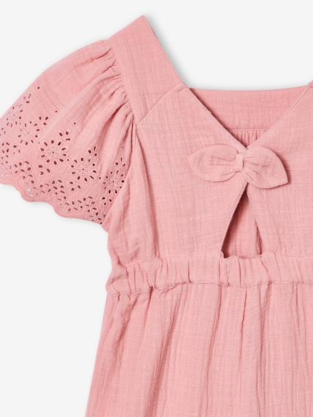 Embroidered Cotton Gauze Jumpsuit blush+sage green 