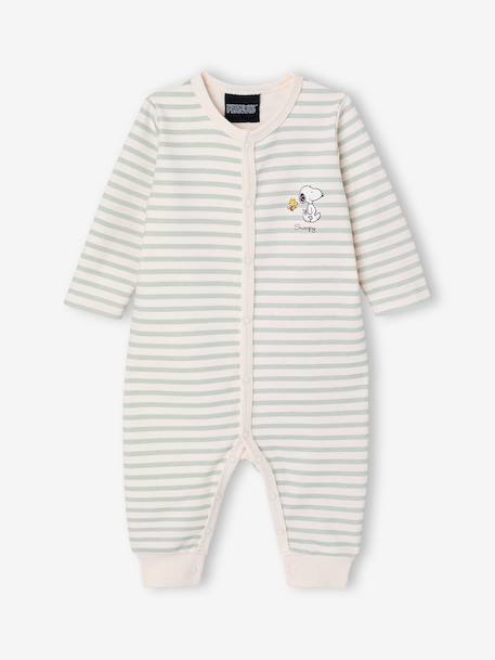 Snoopy sleepsuit pyjamas for baby boys striped green 