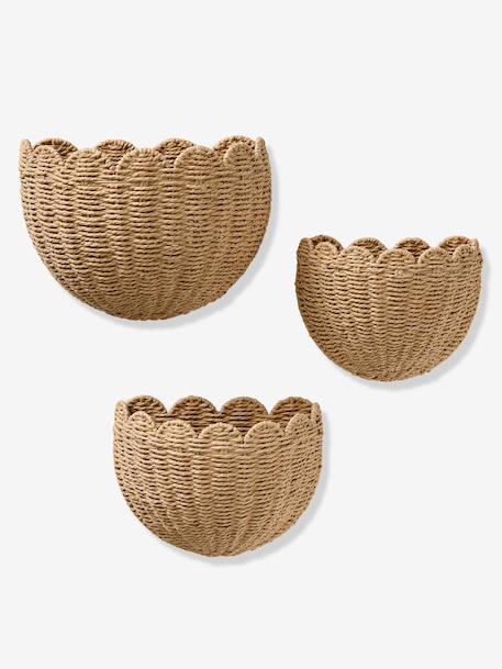 Pack of 3 FESTON wall decor baskets beige 