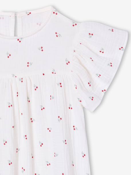 Cotton Gauze Dress with Floral Print, for Girls beige+pale pink+printed beige+rose+vanilla 