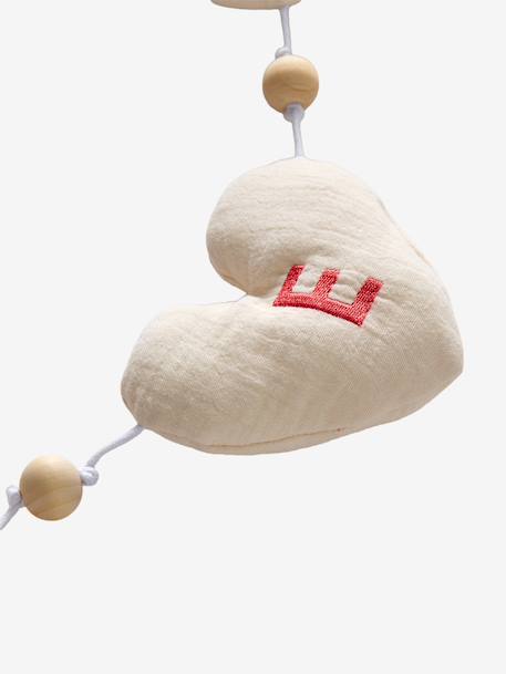 Cotton gauze heart garland ecru 