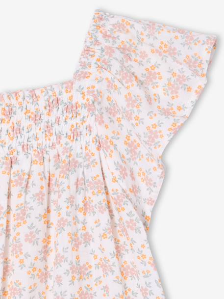 Smocked Dress with Floral Print rosy+vanilla 