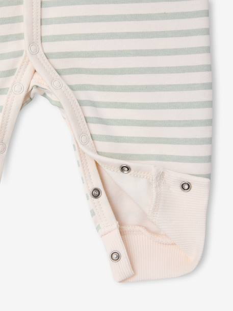 Snoopy sleepsuit pyjamas for baby boys striped green 