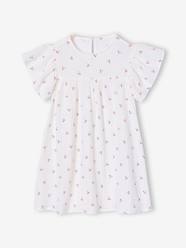 Girls-Cotton Gauze Dress with Floral Print, for Girls