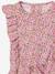 Printed frilled-sleeve dress for girls emerald green+pale pink+printed white 