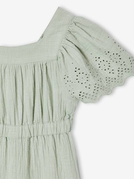 Embroidered Cotton Gauze Jumpsuit blush+sage green 