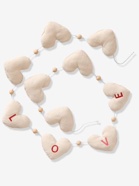 Cotton gauze heart garland ecru 