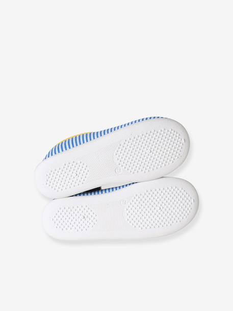 Elasticated Slippers in Canvas for Children striped blue 