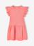 Girls' cotton gauze dress with short embroidered sleeves coral+yellow 