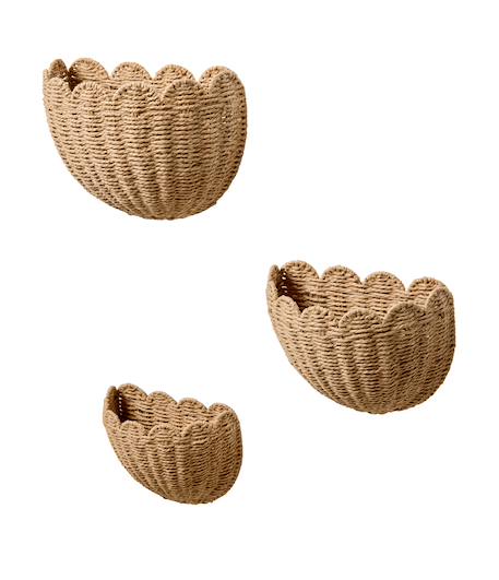 Pack of 3 FESTON wall decor baskets beige 