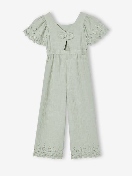 Embroidered Cotton Gauze Jumpsuit blush+sage green 