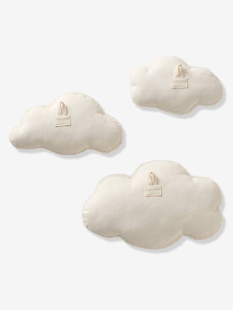 Pack of 3 cloud wall decorations beige 