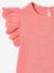 Girls' cotton gauze dress with short embroidered sleeves coral+yellow 