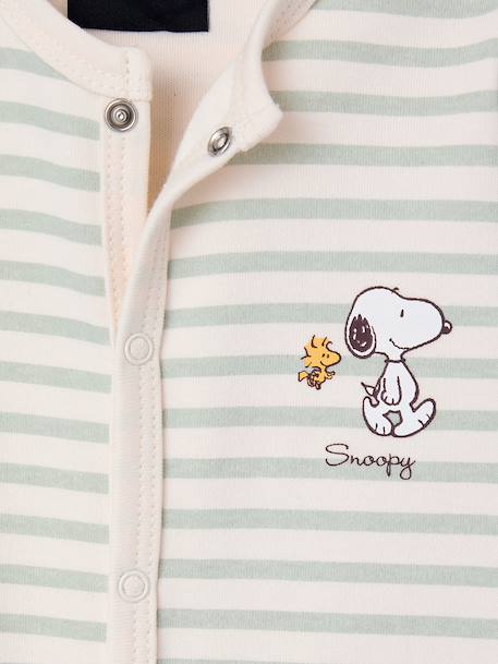Snoopy sleepsuit pyjamas for baby boys striped green 