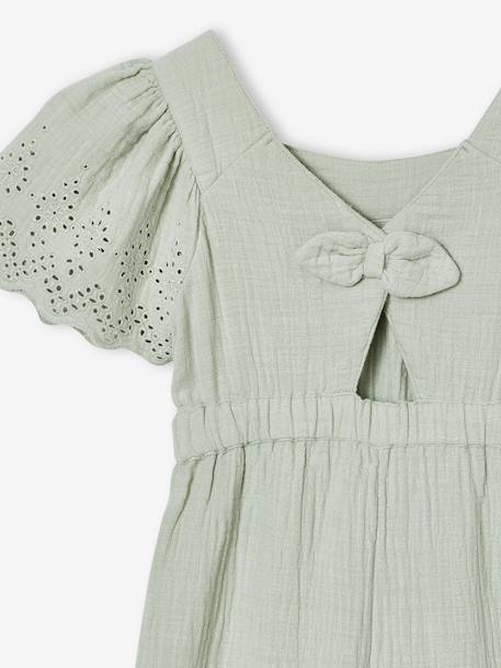 Embroidered Cotton Gauze Jumpsuit blush+sage green 