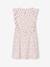 Printed frilled-sleeve dress for girls emerald green+pale pink+printed white 