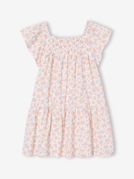 Smocked Dress with Floral Print rosy+vanilla 