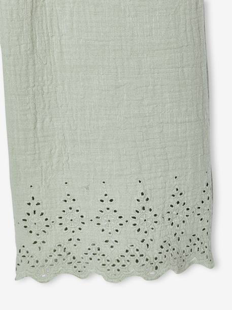 Embroidered Cotton Gauze Jumpsuit blush+sage green 