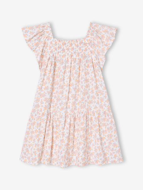 Smocked Dress with Floral Print rosy+vanilla 