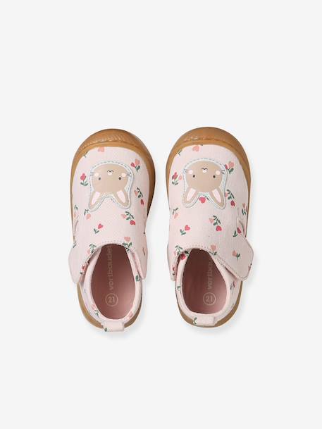 Fabric Indoor Shoes in Printed Fabric, with Hook-&-Loop Strap, for Babies chambray blue+printed pink+printed white 