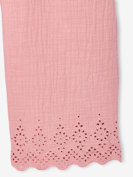 Embroidered Cotton Gauze Jumpsuit blush+sage green 