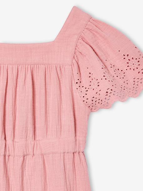 Embroidered Cotton Gauze Jumpsuit blush+sage green 