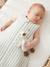 Summer Sleeping Bag with Central Opening, in Striped Cotton Muslin, for Babies sage green 