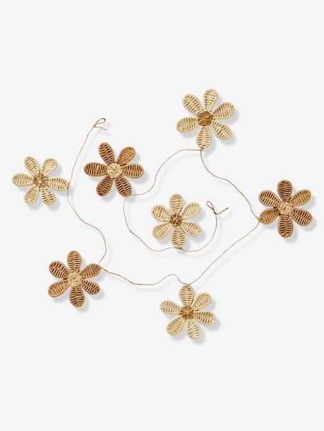 Rattan flower garland beige 