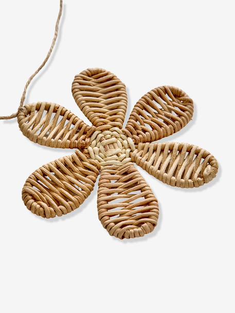 Rattan flower garland beige 