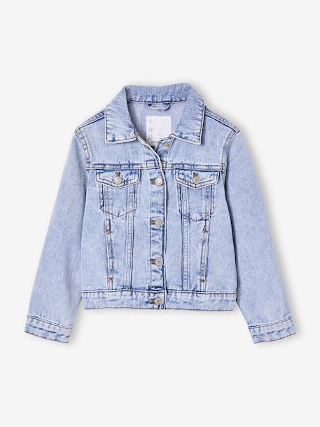 Denim Jacket for Girls light blue+medium blue 